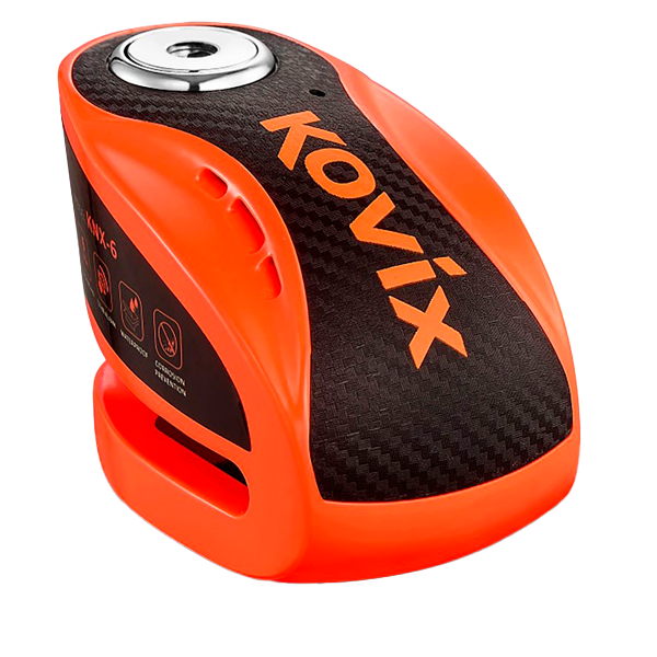 Pinza Disco con alarma Kovix naranja fluor 6 mm