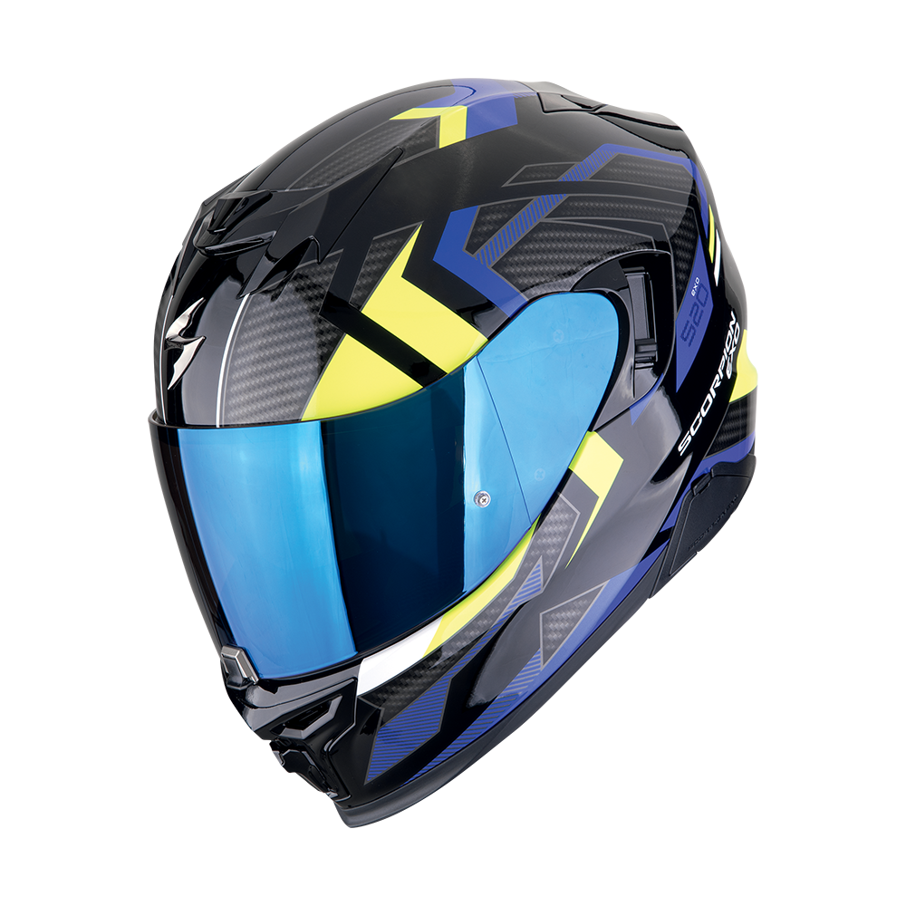 Casco Scorpion Exo-520 Evo Air Sensus Negro-Azul-Amarillo Neón