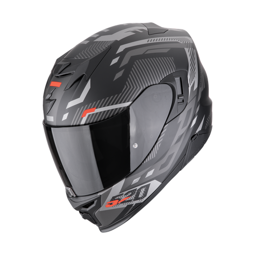 Casco Scorpion Exo-520 Evo Air Ranka Negro Mate-Plata-Rojo
